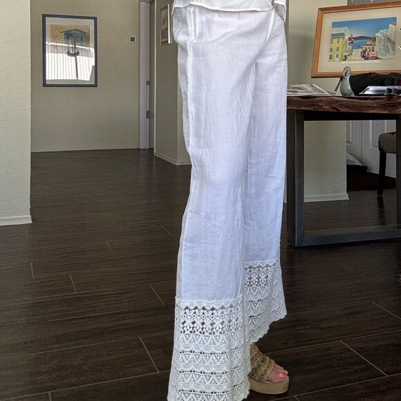 Chico’s Crochet Hem Linen Pants – Optic White – Size O (Regular)✨ - Picture 12 of 16